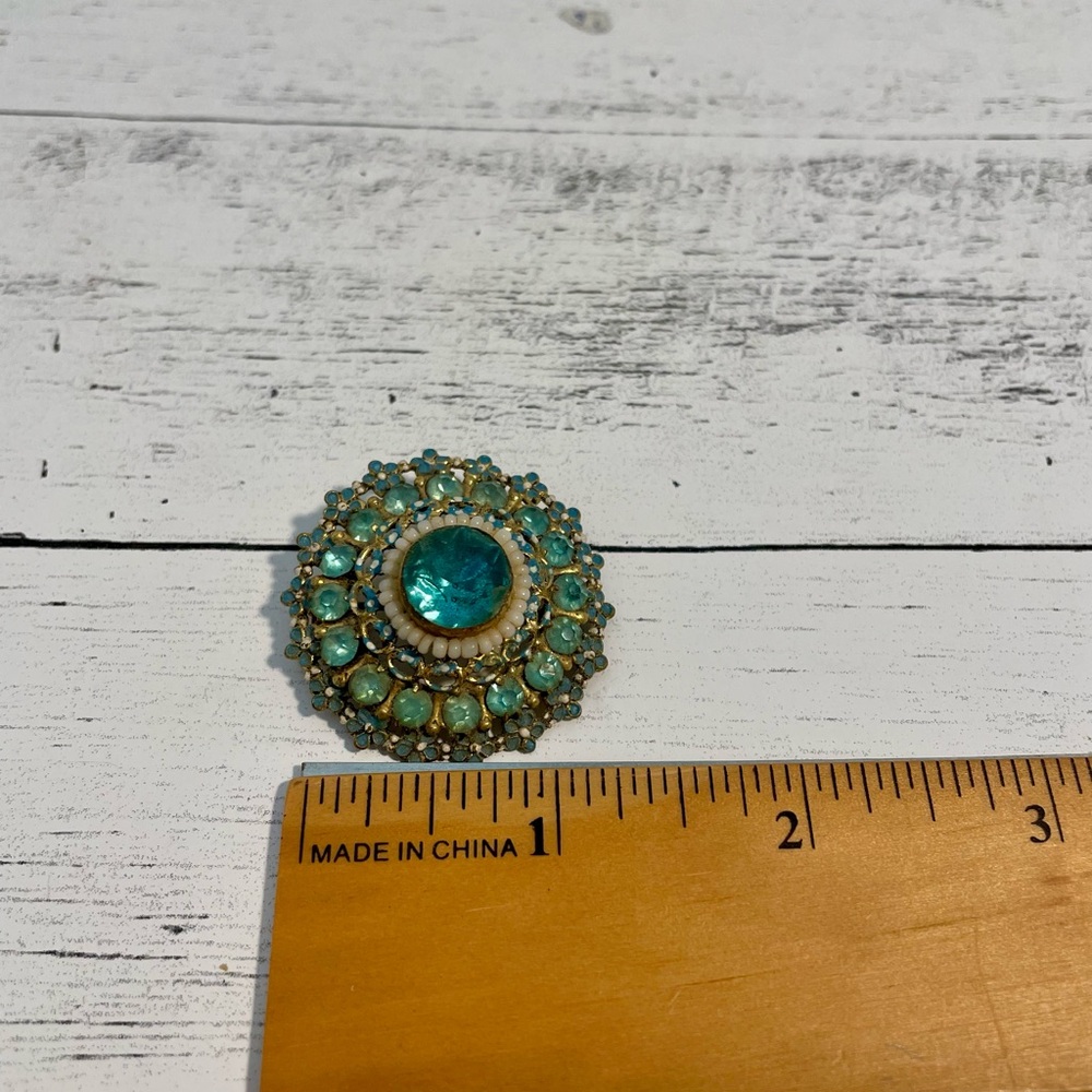 Vintage Antique 1920s/1930s Turquoise color Brooch - Picture 2 of 8